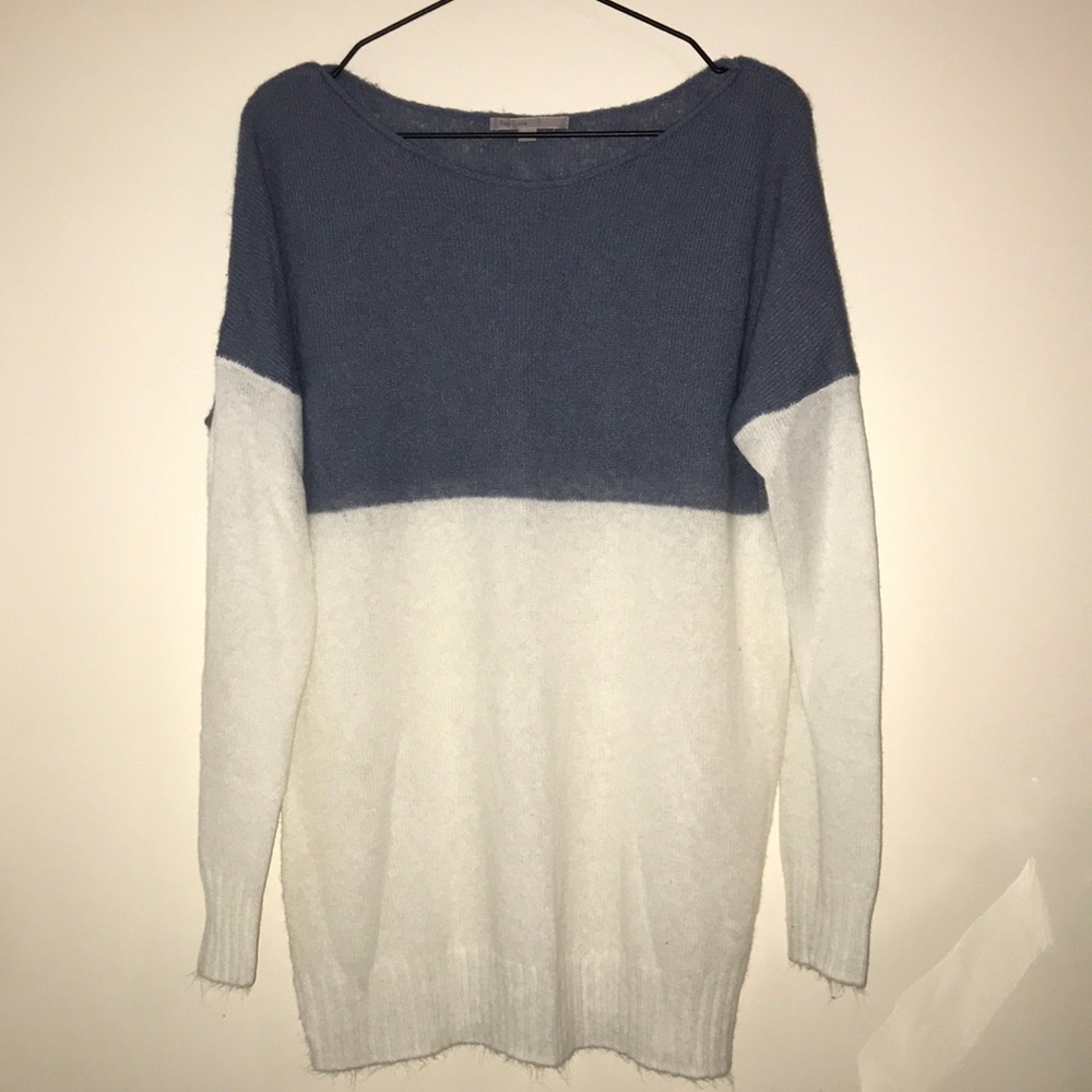 Blue and white sweater